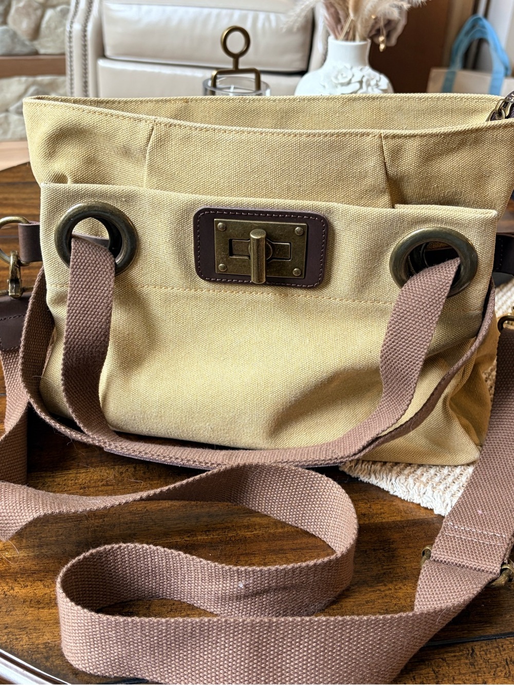 Mini Canvas Tote in Olive Green - Picture 6 of 7